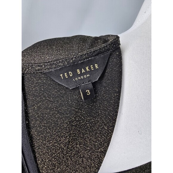 Ted Baker One Shoulder Drape Shimmer Dress Size US 8 Medium - Picture 9 of 11